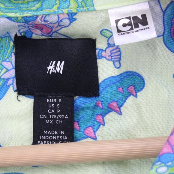 H&M x Cartoon Network Shirt Mens Small S Multicolor Rick & Morty All Over Print - Picture 6 of 9